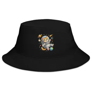Astronaut Cat Embroidered Bucket Hat | Cute Space Cat Sun Hat for Cat Lovers