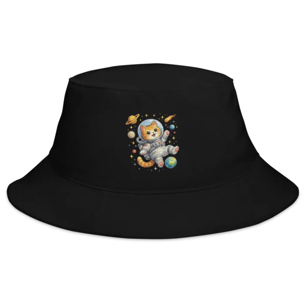 Astronaut Cat Embroidered Bucket Hat | Cute Space Cat Sun Hat for Cat Lovers