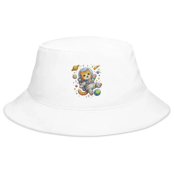Astronaut Cat Embroidered Bucket Hat | Cute Space Cat Sun Hat for Cat Lovers