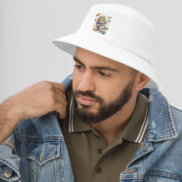 Astronaut Cat Embroidered Bucket Hat | Cute Space Cat Sun Hat for Cat Lovers
