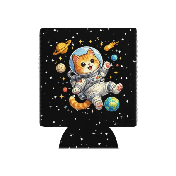 Astronaut Cat Can Cooler – Cute Space Cat Drink Koozie for Cat Lovers