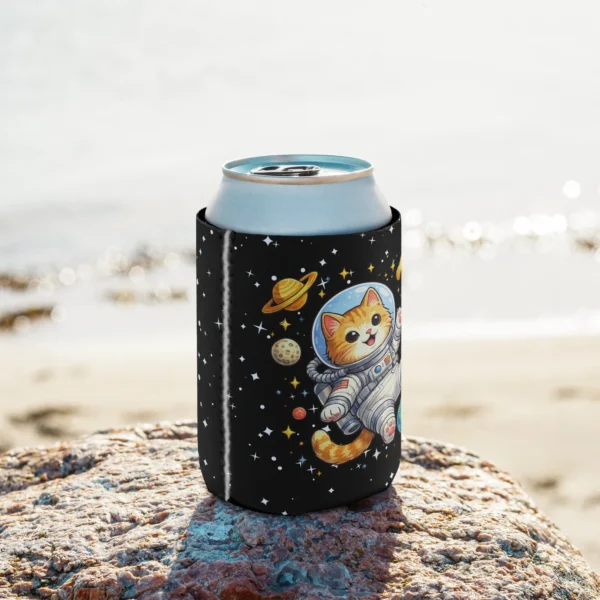 Astronaut Cat Can Cooler – Cute Space Cat Drink Koozie for Cat Lovers