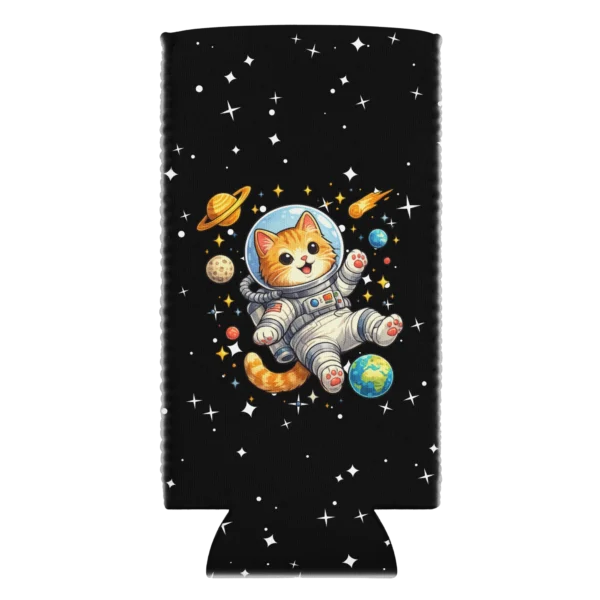 Astronaut Cat Can Cooler – Cute Space Cat Drink Koozie for Cat Lovers