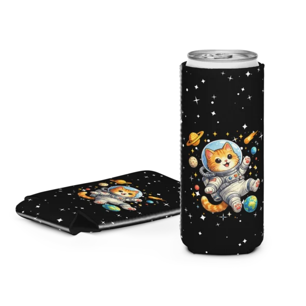 Astronaut Cat Can Cooler – Cute Space Cat Drink Koozie for Cat Lovers