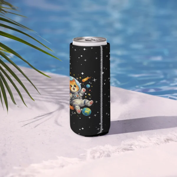 Astronaut Cat Can Cooler – Cute Space Cat Drink Koozie for Cat Lovers
