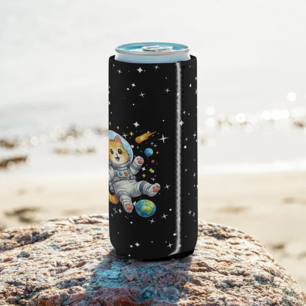 Astronaut Cat Can Cooler – Cute Space Cat Drink Koozie for Cat Lovers
