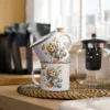 Astronaut Cat Enamel Mug – Cute Space Cat Camping Mug for Cat Lovers