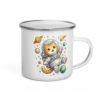 Astronaut Cat Enamel Mug – Cute Space Cat Camping Mug for Cat Lovers