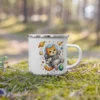 Astronaut Cat Enamel Mug – Cute Space Cat Camping Mug for Cat Lovers