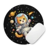 Astronaut Cat Round Mouse Pad – Cute Space Cat Desk Accessory for Cat Lovers