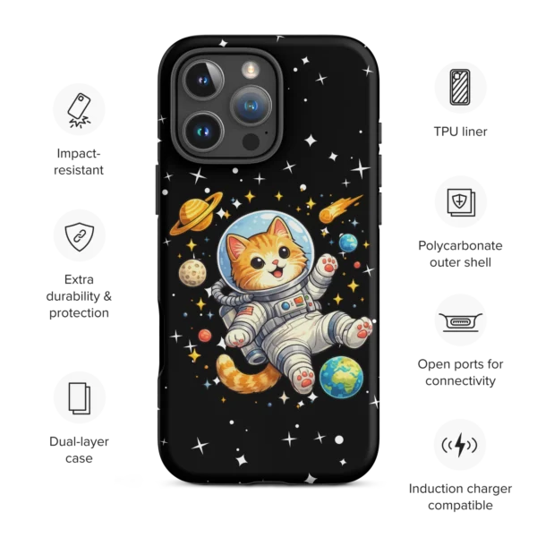 Astronaut Cat iPhone Tough Case – Cute Space Cat Phone Case for Cat Lovers