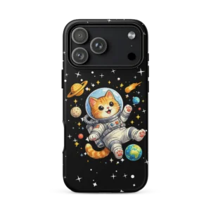 Astronaut Cat iPhone Tough Case – Cute Space Cat Phone Case for Cat Lovers