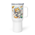 Astronaut Cat Travel Mug – Cute Space Cat Tumbler with Handle for Cat Lovers