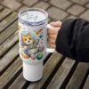 Astronaut Cat Travel Mug – Cute Space Cat Tumbler with Handle for Cat Lovers