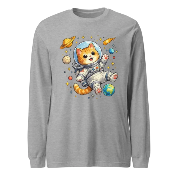 Astronaut Cat Long Sleeve T-Shirt – Cute Space Cat Tee for Cat Lovers