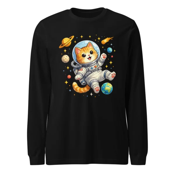 Astronaut Cat Long Sleeve T-Shirt – Cute Space Cat Tee for Cat Lovers