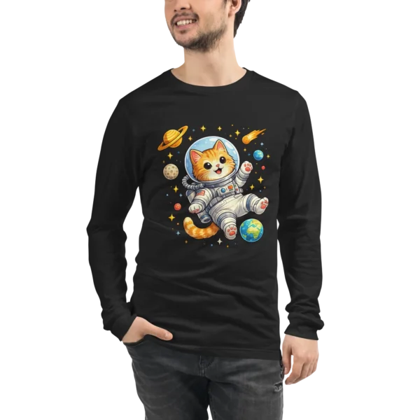 Astronaut Cat Long Sleeve T-Shirt – Cute Space Cat Tee for Cat Lovers