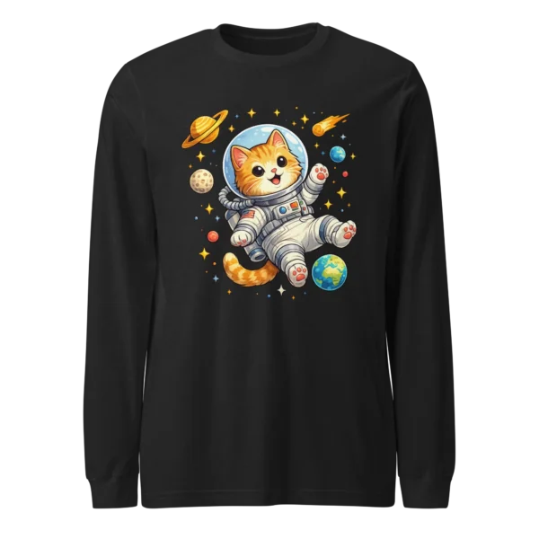 Astronaut Cat Long Sleeve T-Shirt – Cute Space Cat Tee for Cat Lovers
