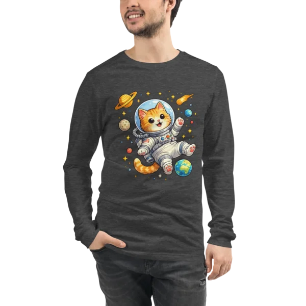 Astronaut Cat Long Sleeve T-Shirt – Cute Space Cat Tee for Cat Lovers