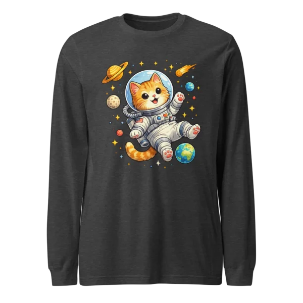 Astronaut Cat Long Sleeve T-Shirt – Cute Space Cat Tee for Cat Lovers