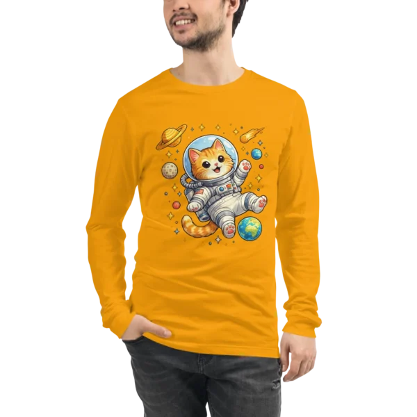 Astronaut Cat Long Sleeve T-Shirt – Cute Space Cat Tee for Cat Lovers