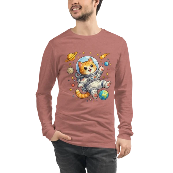 Astronaut Cat Long Sleeve T-Shirt – Cute Space Cat Tee for Cat Lovers