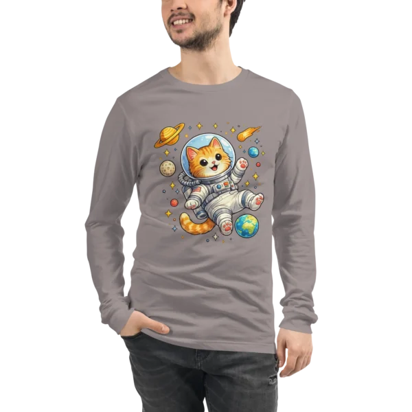 Astronaut Cat Long Sleeve T-Shirt – Cute Space Cat Tee for Cat Lovers