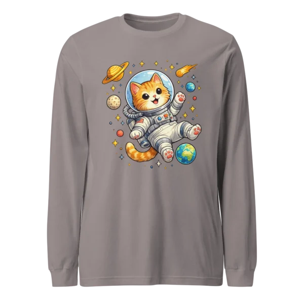 Astronaut Cat Long Sleeve T-Shirt – Cute Space Cat Tee for Cat Lovers
