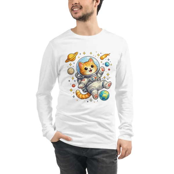 Astronaut Cat Long Sleeve T-Shirt – Cute Space Cat Tee for Cat Lovers