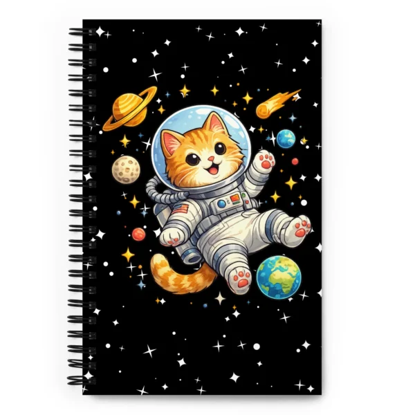 Astronaut Cat Spiral Notebook – Cute Space Cat Dotted Journal for Cat Lovers